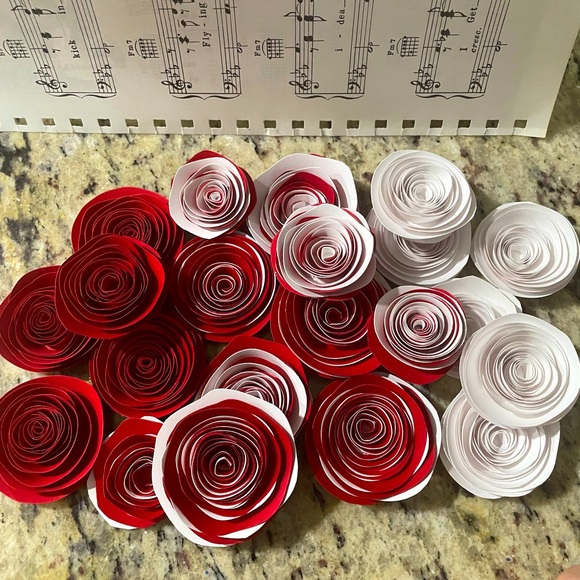Hand Crafted Other - 15 candy cane adhesive flower minis